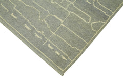 Morocco Mavi Geometrik Yün Pamuk El Dokuma Halısı 200x291 Agacan