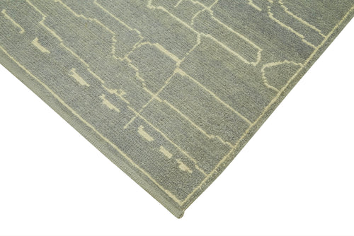 Morocco Mavi Geometrik Yün Pamuk El Dokuma Halısı 200x291 Agacan