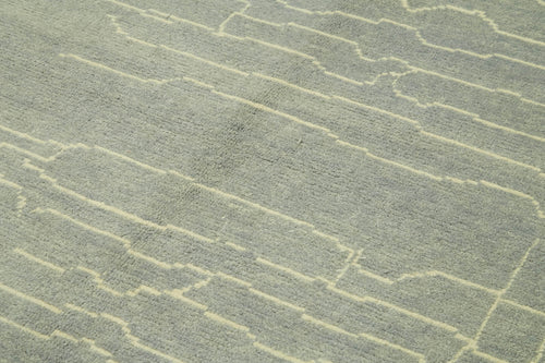 Morocco Mavi Geometrik Yün Pamuk El Dokuma Halısı 200x291 Agacan