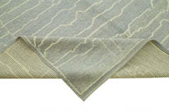 Morocco Mavi Geometrik Yün Pamuk El Dokuma Halısı 200x291 Agacan