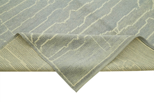 Morocco Mavi Geometrik Yün Pamuk El Dokuma Halısı 200x291 Agacan