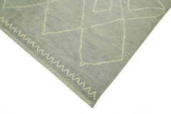 Morocco Mavi Geometrik Yün Pamuk El Dokuma Halısı 184x304 Agacan