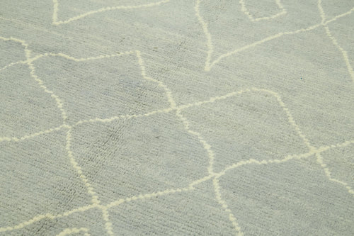 Morocco Mavi Geometrik Yün Pamuk El Dokuma Halısı 184x304 Agacan