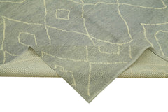 Morocco Mavi Geometrik Yün Pamuk El Dokuma Halısı 184x304 Agacan