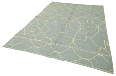 Morocco Mavi Geometrik Yün Pamuk El Dokuma Halısı 193x284 Agacan