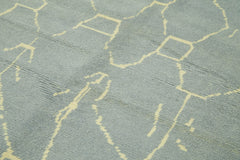 Morocco Mavi Geometrik Yün Pamuk El Dokuma Halısı 193x284 Agacan