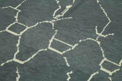 Morocco Gri Geometrik Yün Pamuk El Dokuma Halısı 186x273 Agacan