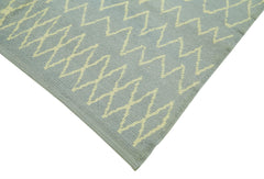 Morocco Mavi Geometrik Yün Pamuk El Dokuma Halısı 191x290 Agacan