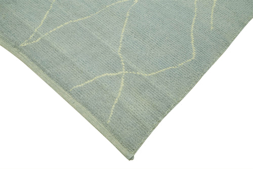 Morocco Mavi Geometrik Yün Pamuk El Dokuma Halısı 188x293 Agacan