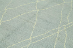 Morocco Mavi Geometrik Yün Pamuk El Dokuma Halısı 188x293 Agacan