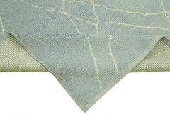 Morocco Mavi Geometrik Yün Pamuk El Dokuma Halısı 188x293 Agacan