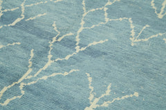 Morocco Mavi Geometrik Yün Pamuk El Dokuma Halısı 196x284 Agacan