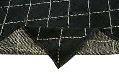 Morocco Siyah Geometrik Yün Pamuk El Dokuma Halısı 221x299 Agacan