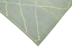 Morocco Mavi Geometrik Yün Pamuk El Dokuma Halısı 234x302 Agacan