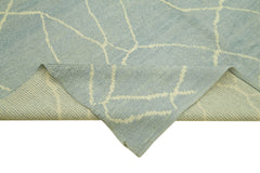 Morocco Mavi Geometrik Yün Pamuk El Dokuma Halısı 234x302 Agacan