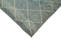 Morocco Mavi Geometrik Yün Pamuk El Dokuma Halısı 233x292 Agacan