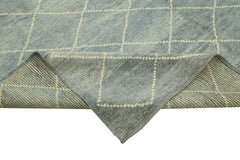 Morocco Mavi Geometrik Yün Pamuk El Dokuma Halısı 233x292 Agacan