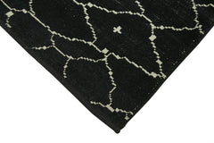Morocco Siyah Geometrik Yün Pamuk El Dokuma Halısı 196x298 Agacan