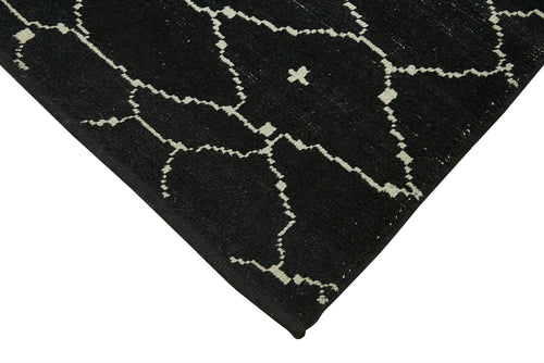 Morocco Siyah Geometrik Yün Pamuk El Dokuma Halısı 196x298 Agacan
