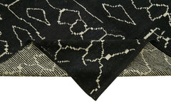 Morocco Siyah Geometrik Yün Pamuk El Dokuma Halısı 196x298 Agacan