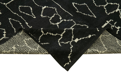 Morocco Siyah Geometrik Yün Pamuk El Dokuma Halısı 196x298 Agacan