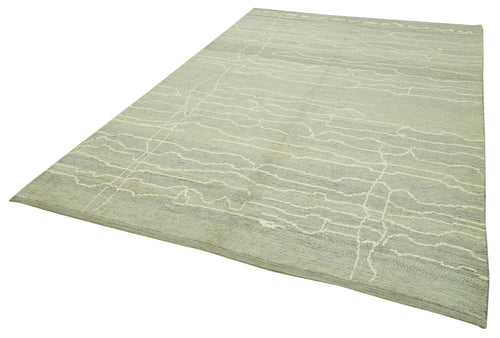 Morocco Gri Geometrik Yün Pamuk El Dokuma Halısı 205x304 Agacan