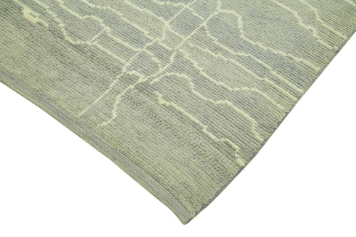 Morocco Gri Geometrik Yün Pamuk El Dokuma Halısı 205x304 Agacan