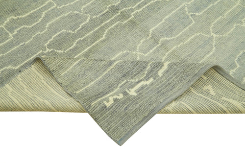 Morocco Gri Geometrik Yün Pamuk El Dokuma Halısı 205x304 Agacan