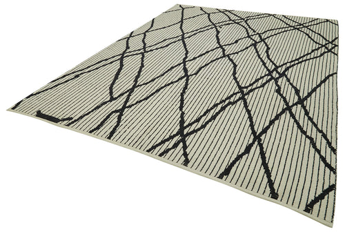 Morocco Bej Geometrik Yün Pamuk El Dokuma Halısı 275x372 Agacan