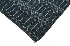 Morocco Mavi Geometrik Yün Pamuk El Dokuma Halısı 283x374 Agacan