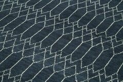 Morocco Mavi Geometrik Yün Pamuk El Dokuma Halısı 283x374 Agacan