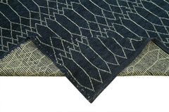 Morocco Mavi Geometrik Yün Pamuk El Dokuma Halısı 283x374 Agacan