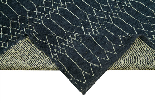 Morocco Mavi Geometrik Yün Pamuk El Dokuma Halısı 283x374 Agacan