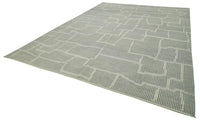 Large Gray Geometric Hand-Knotted Wool Rug 302x430 cm (9'11" x 14'1")
