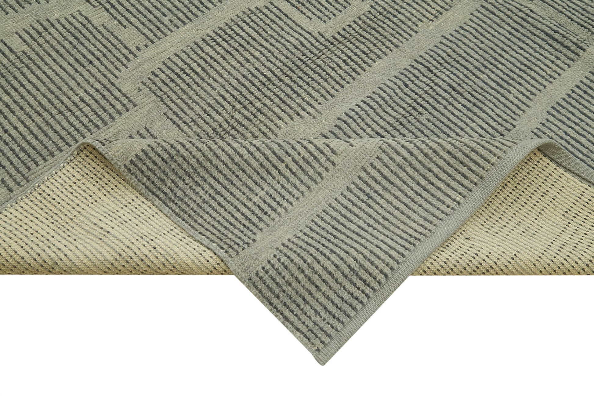 Morocco Gri Geometrik Yün Pamuk El Dokuma Halısı 302x430 Agacan