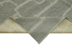 Morocco Gri Geometrik Yün Pamuk El Dokuma Halısı 302x430 Agacan