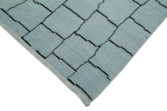 Morocco Mavi Geometrik Yün Pamuk El Dokuma Halısı 257x391 Agacan