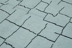 Morocco Mavi Geometrik Yün Pamuk El Dokuma Halısı 257x391 Agacan