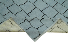 Morocco Mavi Geometrik Yün Pamuk El Dokuma Halısı 257x391 Agacan