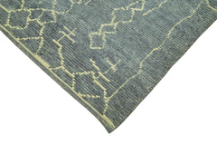 Morocco Gri Geometrik Yün Pamuk El Dokuma Halısı 182x227 Agacan