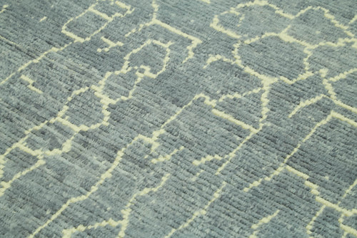 Morocco Gri Geometrik Yün Pamuk El Dokuma Halısı 182x227 Agacan