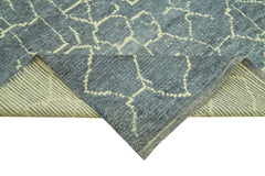 Morocco Gri Geometrik Yün Pamuk El Dokuma Halısı 182x227 Agacan