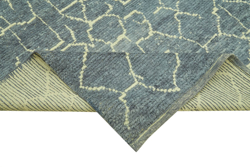 Morocco Gri Geometrik Yün Pamuk El Dokuma Halısı 182x227 Agacan