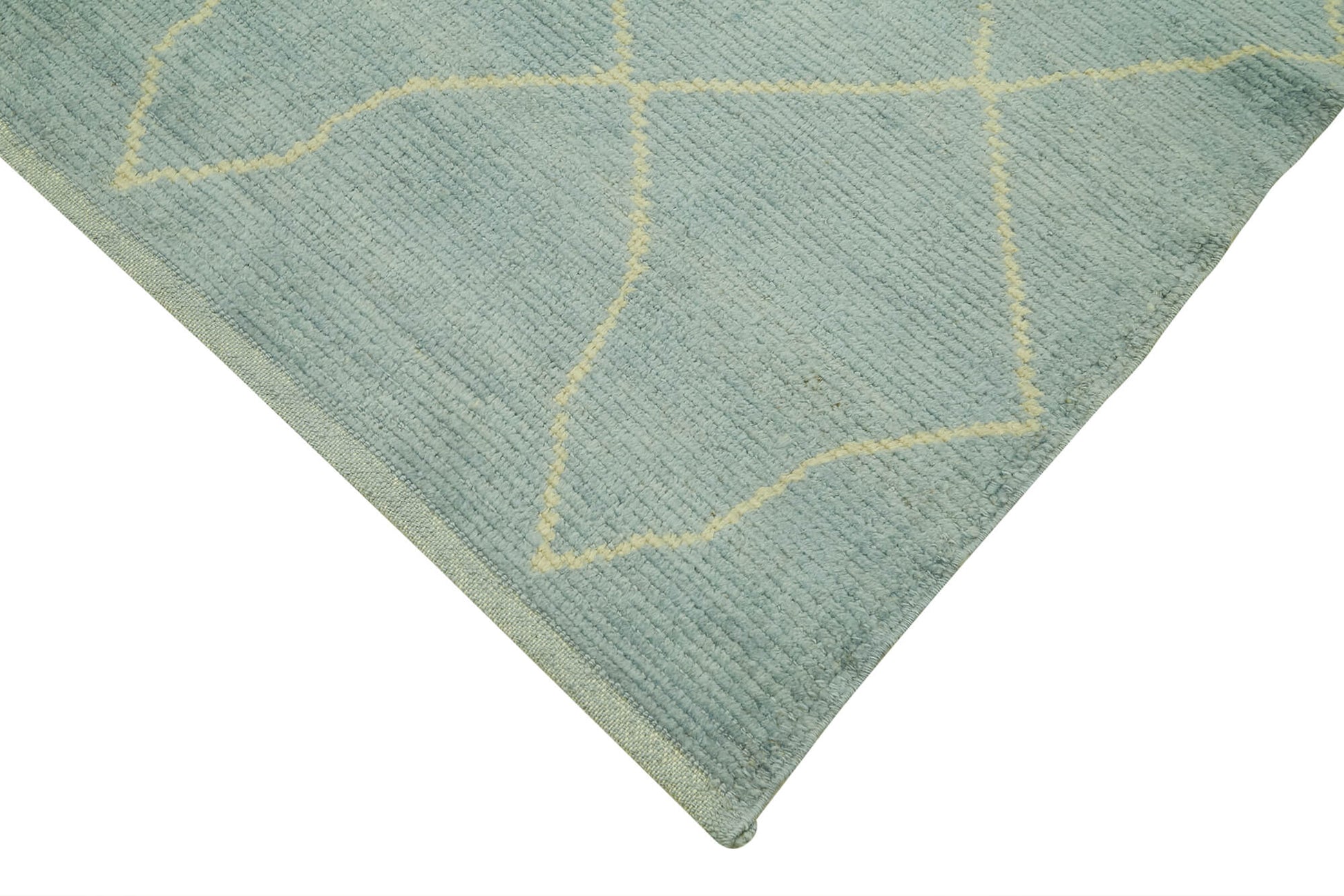 Morocco Mavi Geometrik Yün Pamuk El Dokuma Halısı 173x220 Agacan