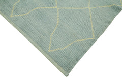 Morocco Mavi Geometrik Yün Pamuk El Dokuma Halısı 173x220 Agacan