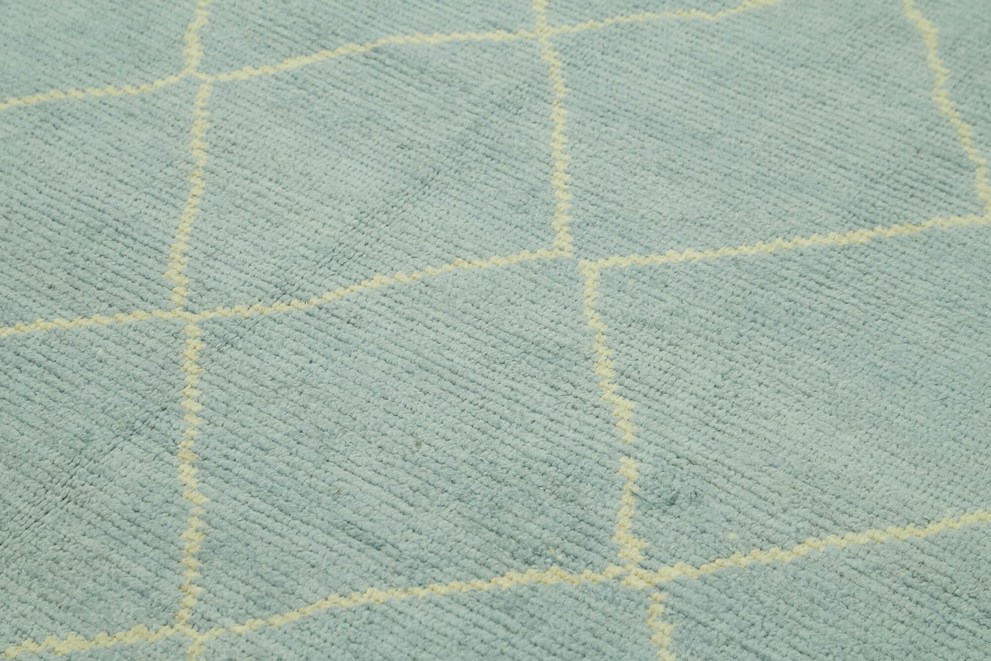 Morocco Mavi Geometrik Yün Pamuk El Dokuma Halısı 173x220 Agacan