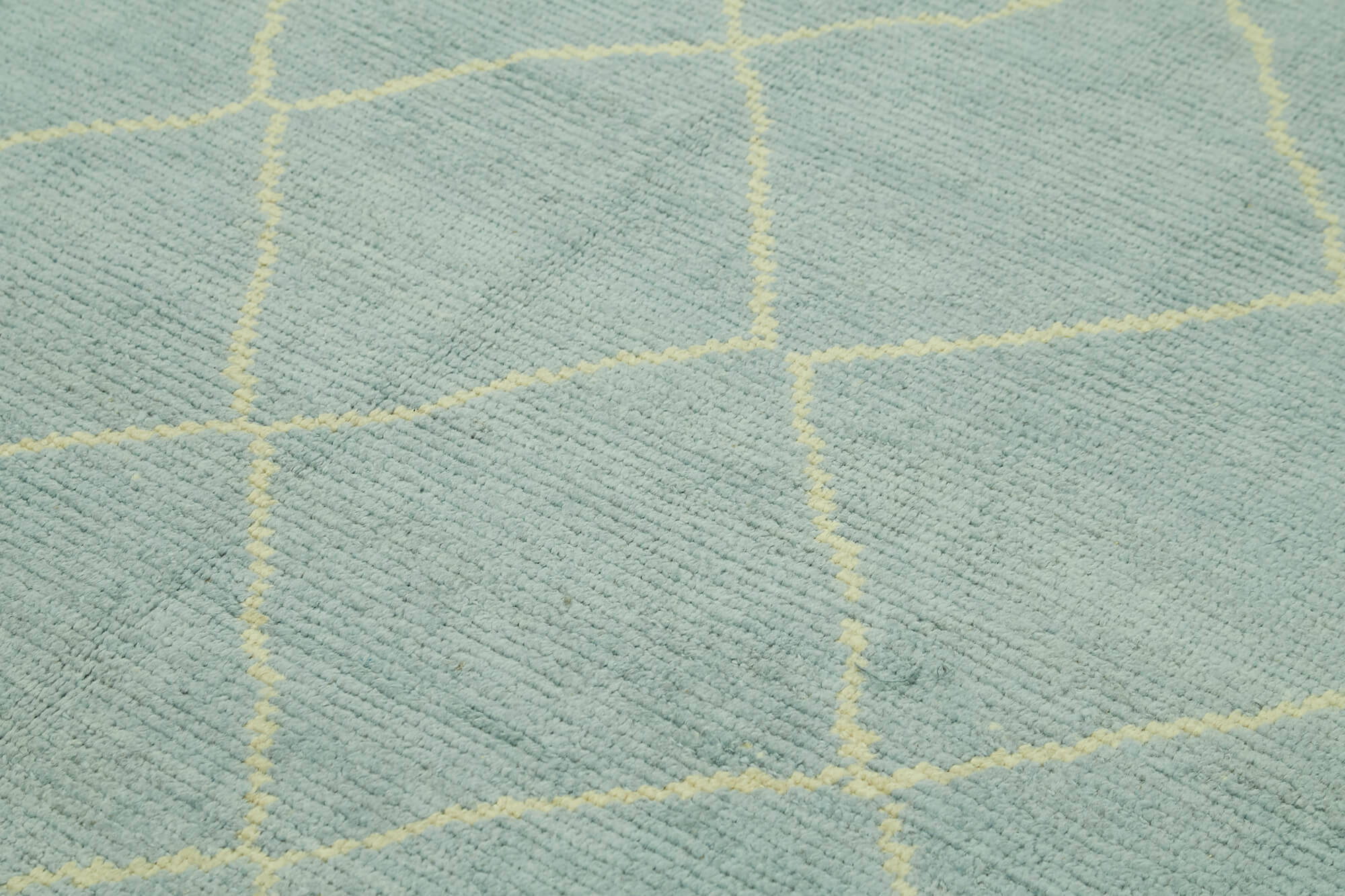 Morocco Mavi Geometrik Yün Pamuk El Dokuma Halısı 173x220 Agacan