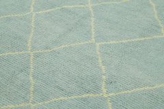 Morocco Mavi Geometrik Yün Pamuk El Dokuma Halısı 173x220 Agacan