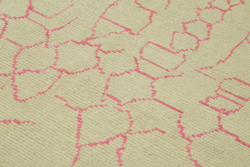 Morocco Bej Geometrik Yün Pamuk El Dokuma Halısı 174x233 Agacan