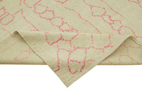 Morocco Bej Geometrik Yün Pamuk El Dokuma Halısı 174x233 Agacan